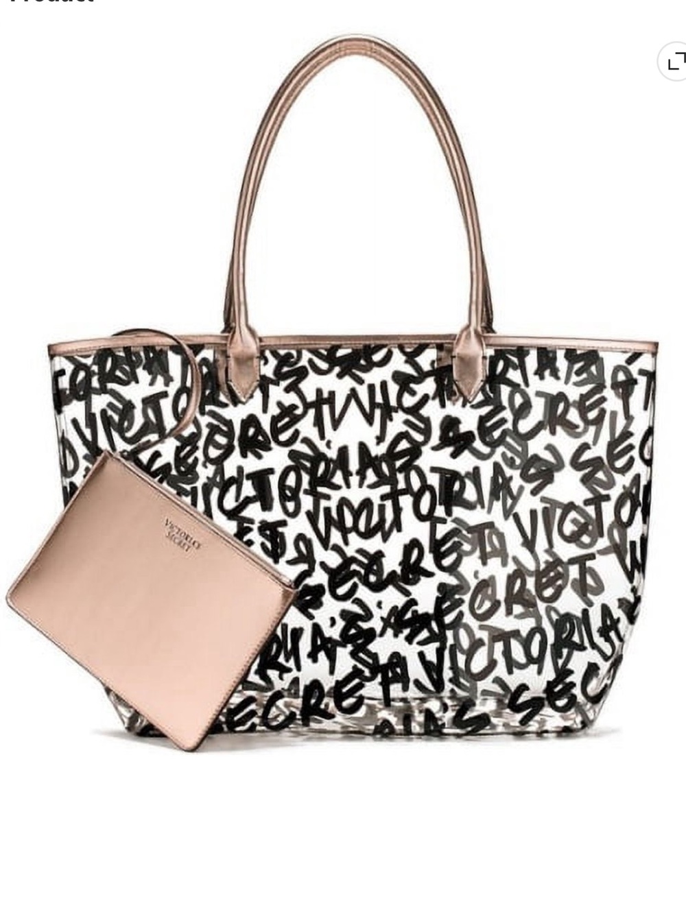 VICTORIA’S SECRET GRAFFITI CLEAR LOGO TOTE AND CLUTCH SET